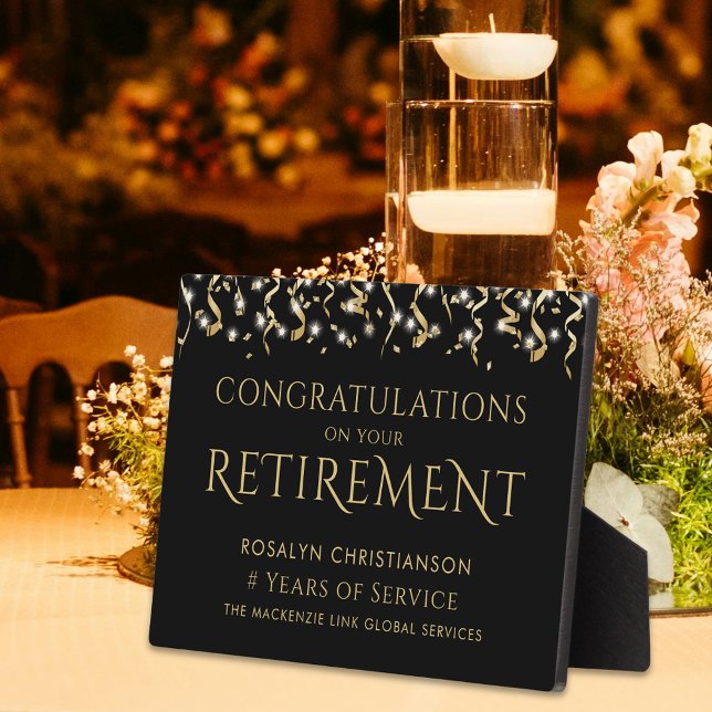 Retirement Black Gold Confetti Years of Service Plaque (Creator Uploaded)