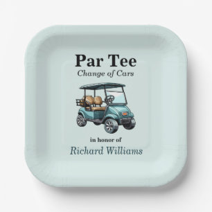 Retirement Blue Golf Cart Par Tee Themed  Paper Plate