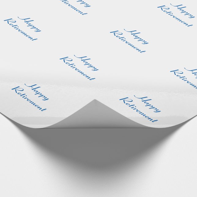 Retirement, blue & white gift wrap. wrapping paper (Corner)