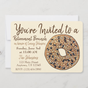 Retirement Breakfast Brunch Everything Bagel Invitation