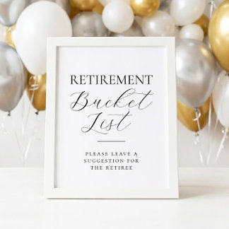 Retirement Bucket List Party Activity Sign