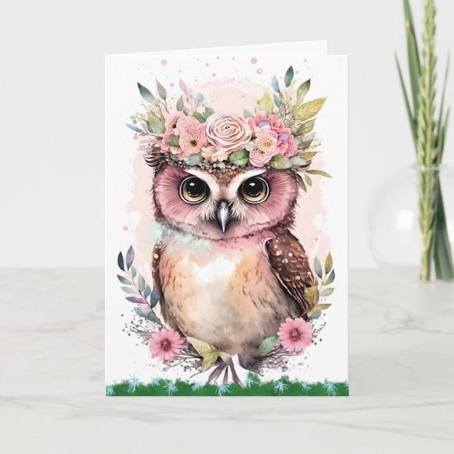 Retirement Card for Female with Owl (Front)