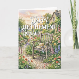 Retirement Card with Cottage Garden Illustration