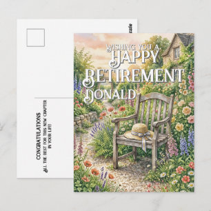 Retirement Card with Cottage Garden Illustration