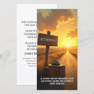 Retirement Card with Sunset Road and Quote Design
