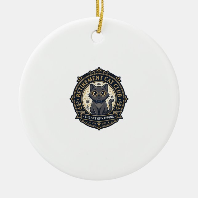 Retirement Cat Cat Dad Gift Idea - Retirement Cat  Ceramic Tree Decoration (Front)