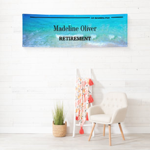 Retirement Celebration Blue Beach Boarding Pass Banner