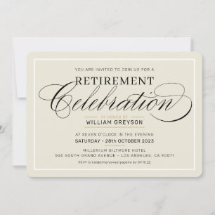 RETIREMENT CELEBRATION DINNER modern ivory black Invitation