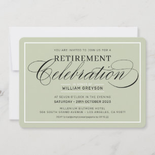 RETIREMENT CELEBRATION DINNER modern sage green Invitation