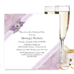 Retirement Celebration Dusty Pink Floral Marble Invitation