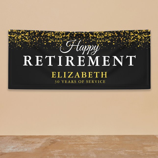 Retirement Celebration Party Gold Glitter Banner (Creator Uploaded)