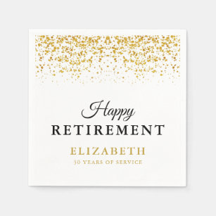 Retirement Celebration Party Gold Glitter Napkins