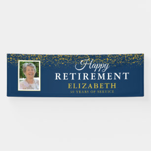Retirement Celebration Party Gold Glitter Photo Banner
