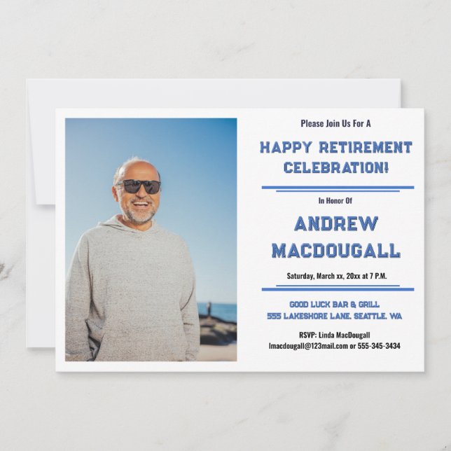 Retirement Celebration Party Photo Invitation (Front)