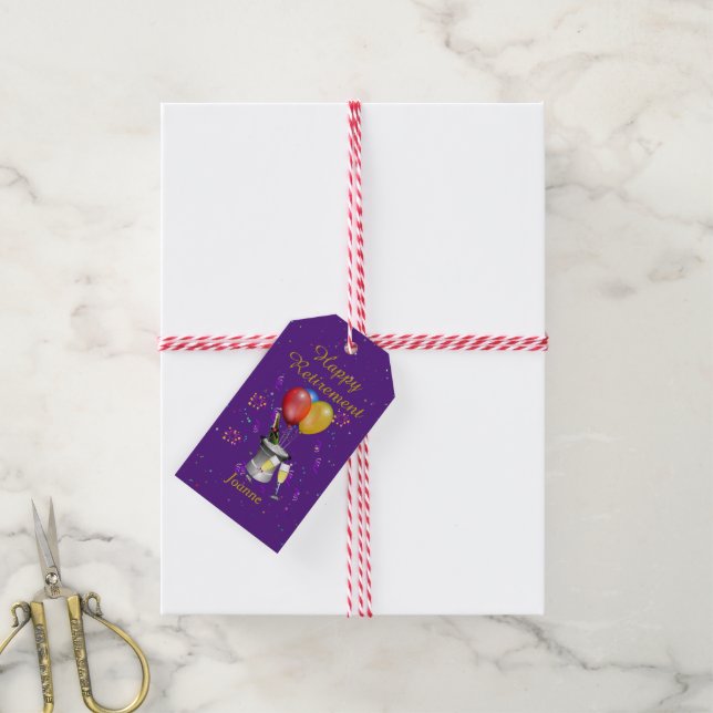  Retirement Celebration Purple Gift Tags (With Twine)