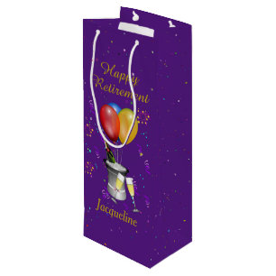 Retirement Celebration Sparkling Wine Purple Wine Gift Bag