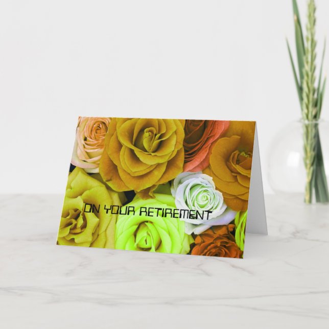 Retirement Coloured Roses Card (Front)