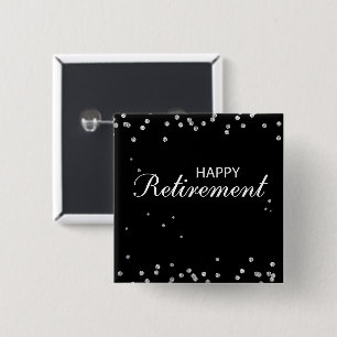 Retirement Congratulations Black with Silver Spark 15 Cm Square Badge