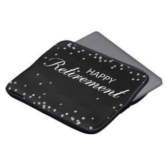 Retirement Congratulations Black with Silver Spark Laptop Sleeve