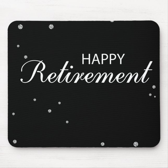 Retirement Congratulations Black with Silver Spark Mouse Mat (Front)