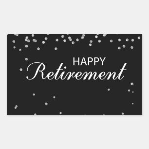 Retirement Congratulations Black with Silver Spark Rectangular Sticker