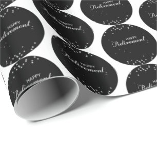 Retirement Congratulations Black with Silver Spark Wrapping Paper