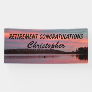 Retirement Congratulations Fisherman Sunset Lake Banner