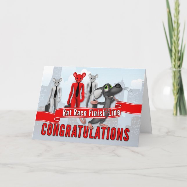 Retirement Congratulations Funny Rat Race Theme Card (Front)