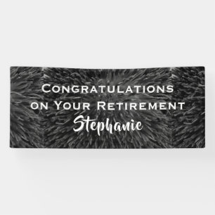 Retirement Congratulations Name Black White Floral Banner