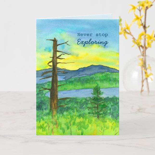 Retirement Congratulations Never Stop Exploring Card (Yellow Flower)