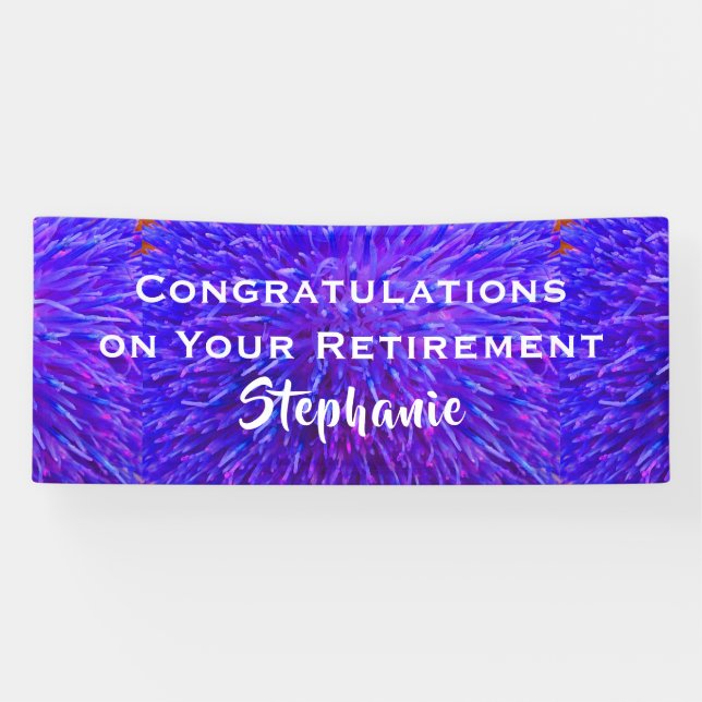 Retirement Congratulations Purple Floral Closeup Banner (Horizontal)