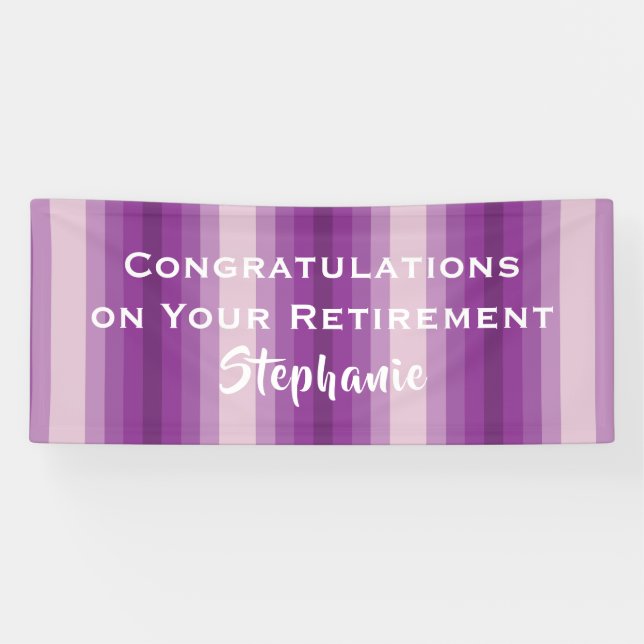 Retirement Congratulations Purple Stripe Jumbo Banner (Horizontal)