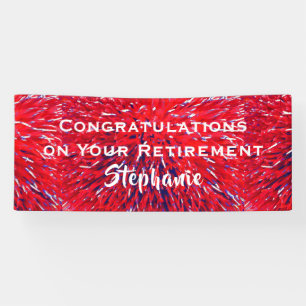 Retirement Congratulations Red White Blue Floral Banner
