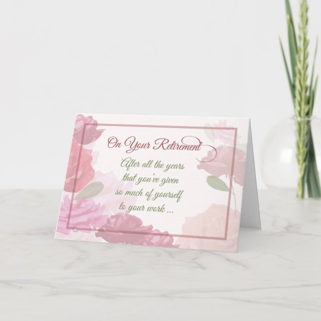 Retirement Congratulations Roses Flowers Card (Front)