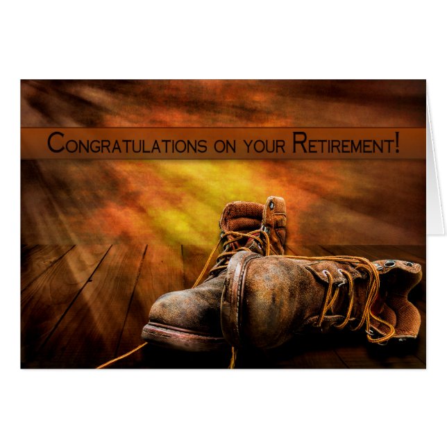 Retirement - Congratulations - Sunset/Work Boots (Front Horizontal)
