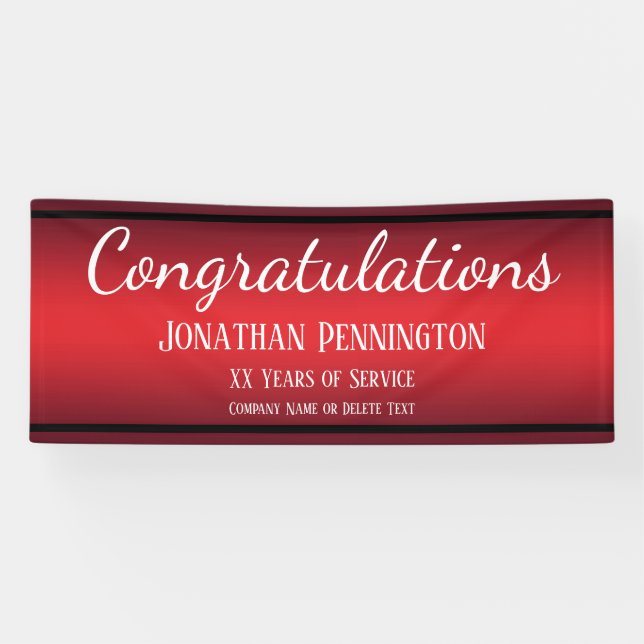Retirement Congratulations Years of Service Red Banner (Horizontal)