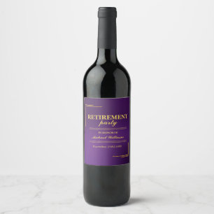 Retirement Corporate Elegant Purple Gold Wine Label