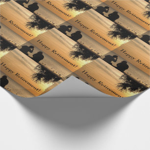 Retirement, couple in Florida sunset, gift wrap. Wrapping Paper