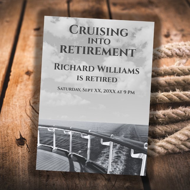 Retirement Cruising into Retirement Cruise Ship  Invitation (Creator Uploaded)