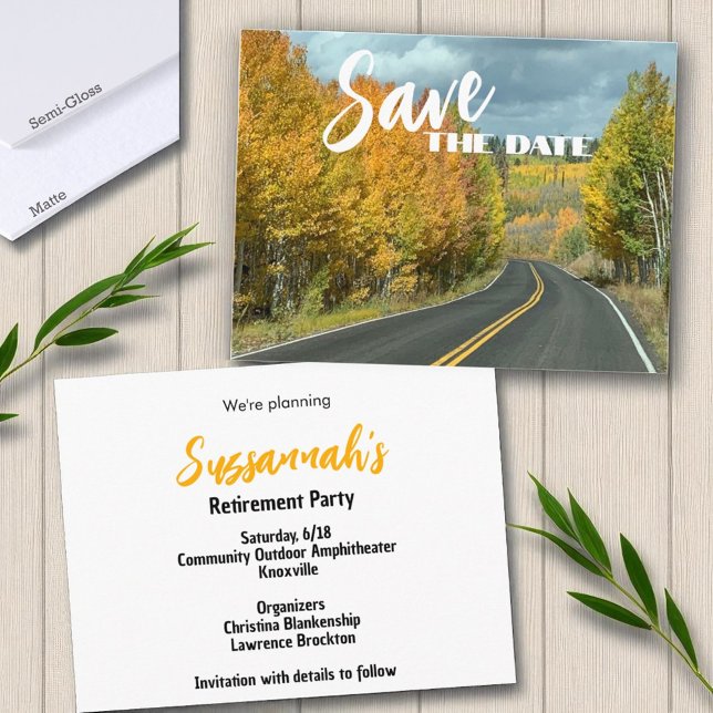 Retirement Custom Photo Save The Date Announcement Postcard (template retirement postcard front and back)