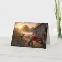Retirement Deer and Vintage Tractor