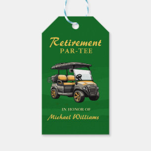 Retirement Elegant Golf Theme Cart Green Gold Gift Tags