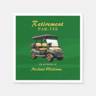 Retirement Elegant Golf Theme Cart Green Gold Napkin