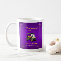 Retirement Elegant Golf Theme Cart Purple Gold