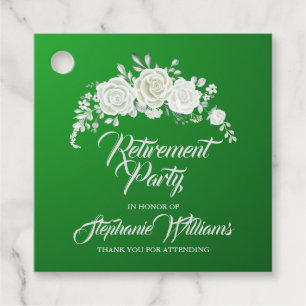 Retirement Female Party Vintage White Rose Border  Favour Tags