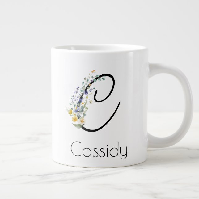 Retirement Feminine gift employer monogram   Large Coffee Mug (Right)