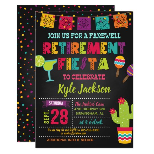 Retirement Fiesta Invitation Zazzle.co.uk