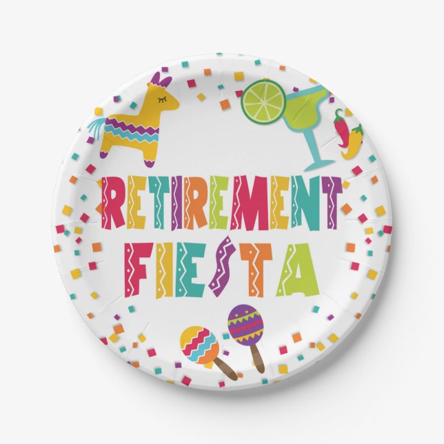Retirement Fiesta- Paper Plate - White (Front)