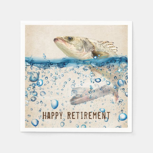 retirement fish jumping out of water napkin (Front)