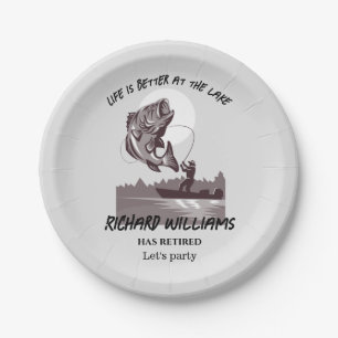 Retirement Fishing At the Lake Fisherman Vintage Paper Plate